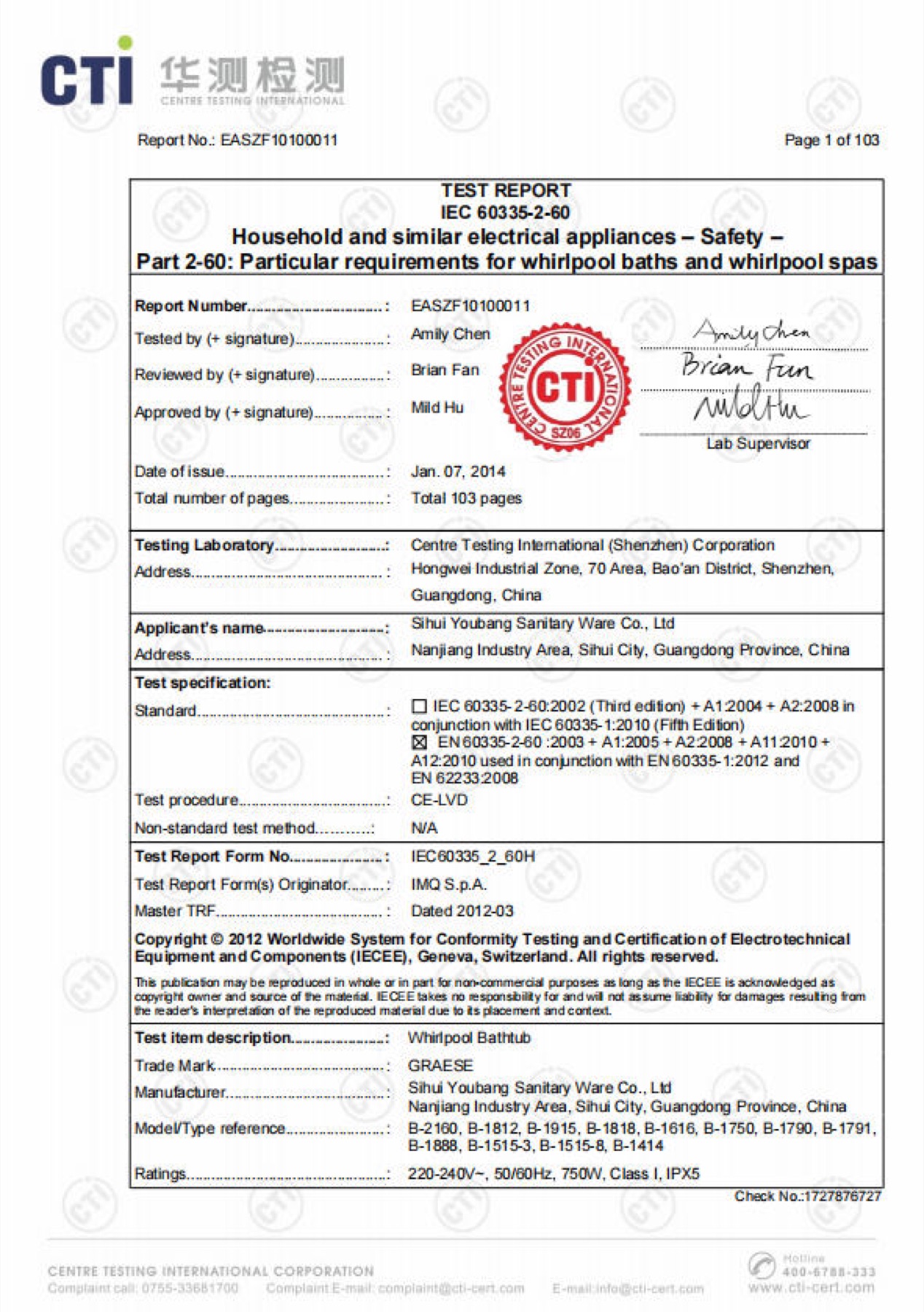IEC Spa Test Report